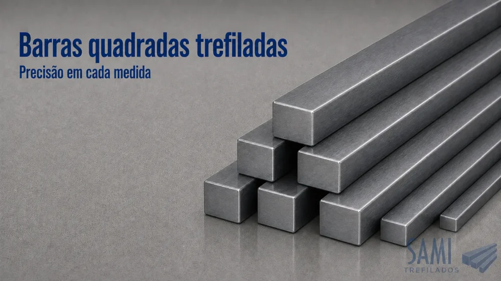 Barras quadradas trefiladas sob encomenda para aplicações industriais.